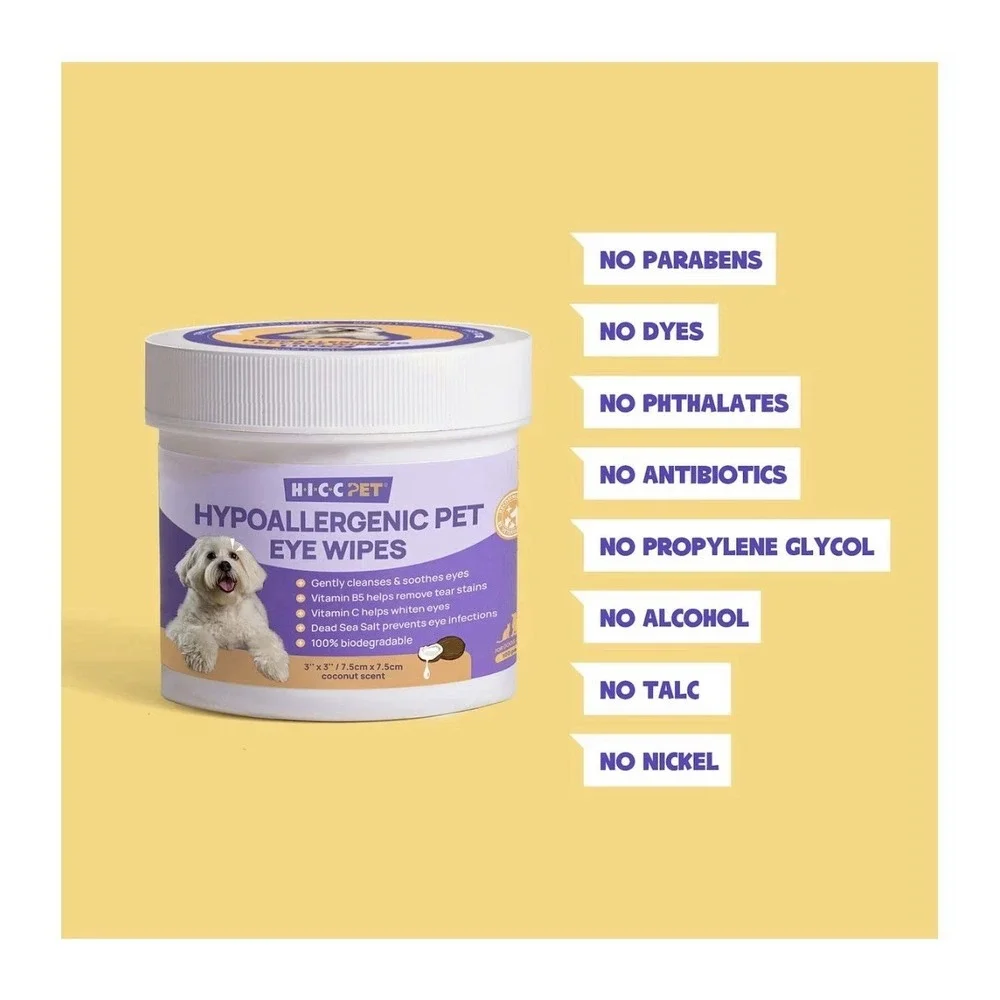 Hypoallergenic Pet Eye Wipes, For Dogs & Cats, Coconut, 100 Pads‎